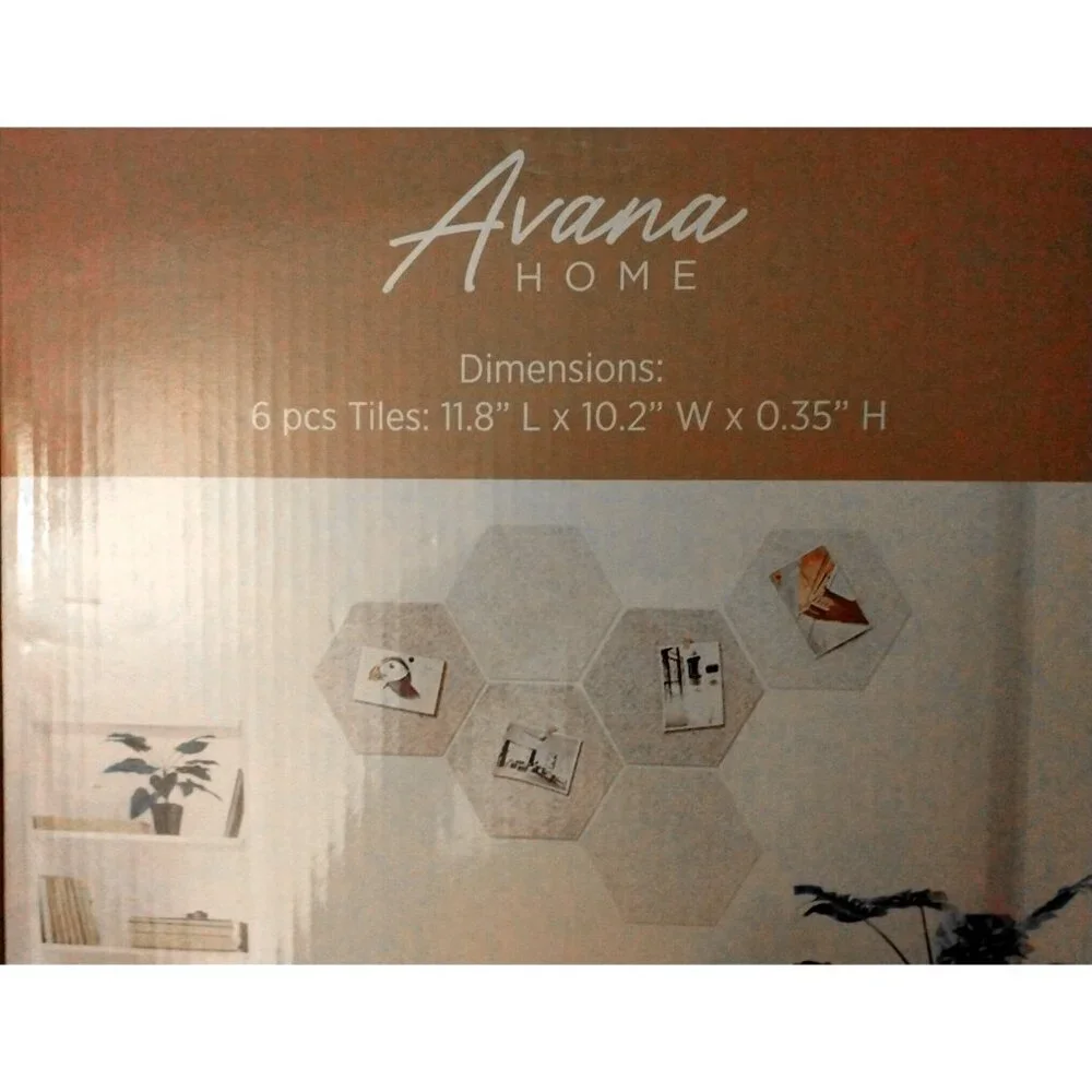 Avana Home 6 Hexagon White & Grey Felt Peel & Stick Bulletin Boards
